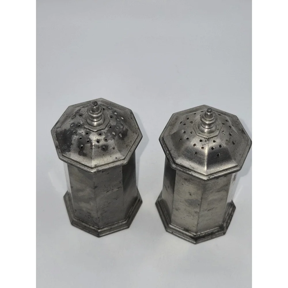 Vintage Gorham Pewter‎ Salt & Pepper Shakers Octagonal Mid Century Modern PH57